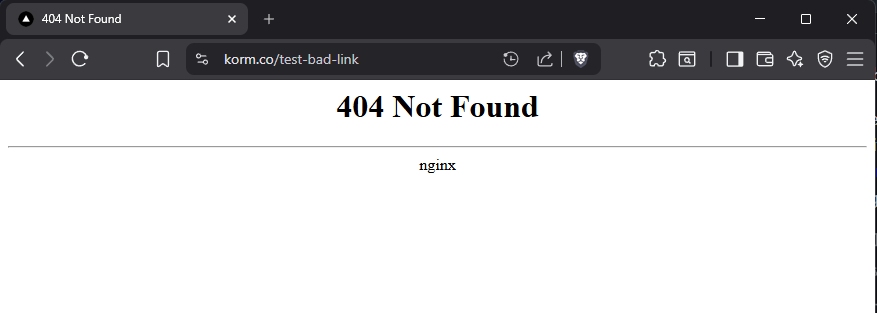 korm.co's bare nginx 404 page